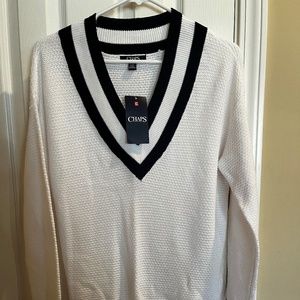 Women's Chaps Brand Sweater - White & Blue - NWT